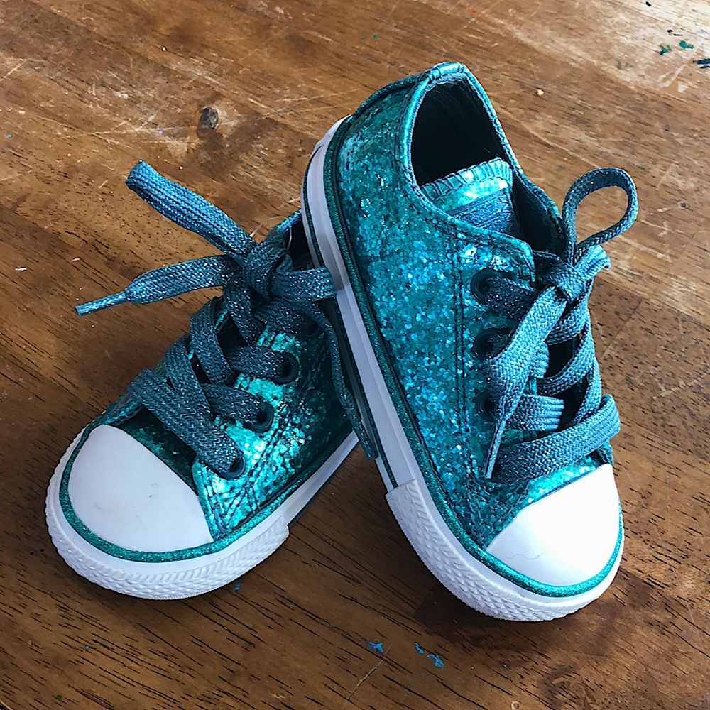 Teal Sparkly Toddler Converse! Hard to Find!! NWOT